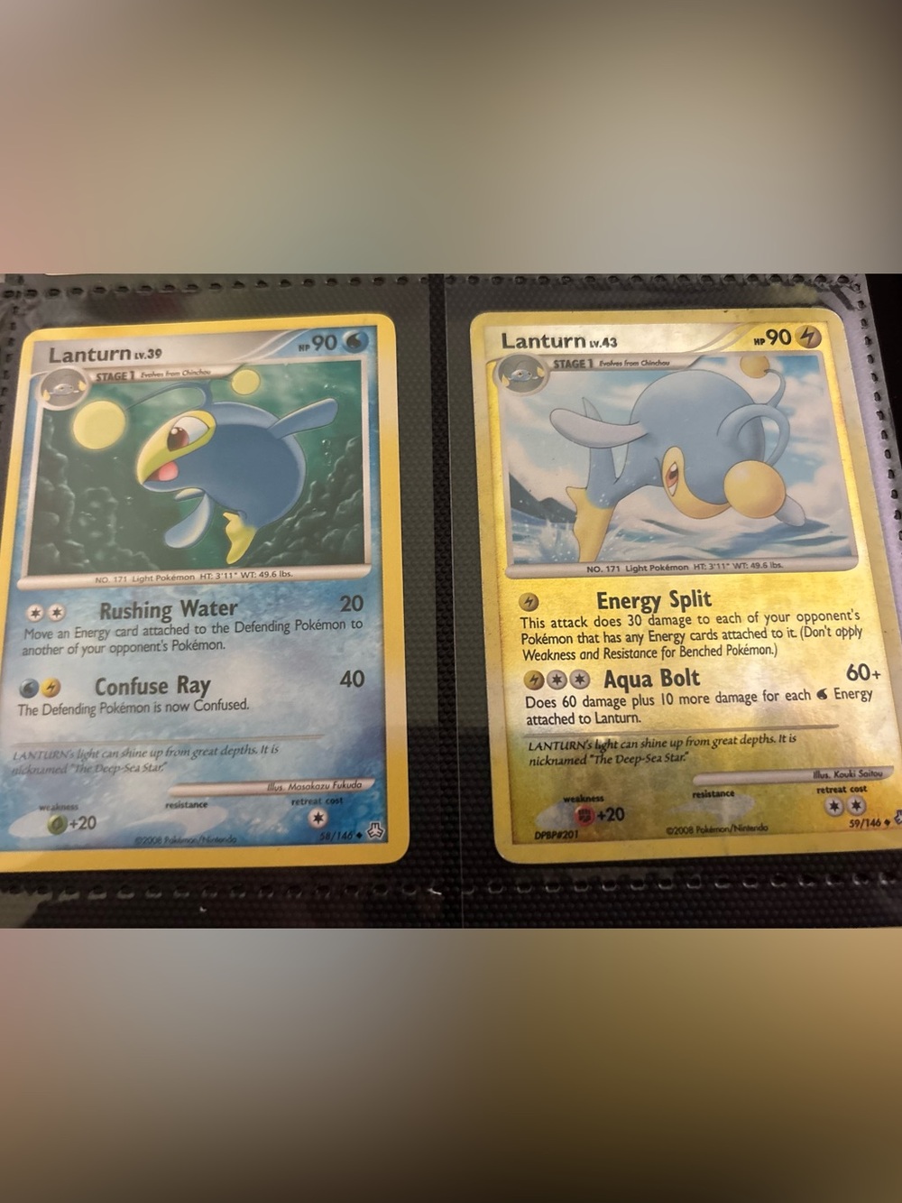 Legends awakened Pokemon Lanturn Trading Cards 1 RH – Blue & Yellow